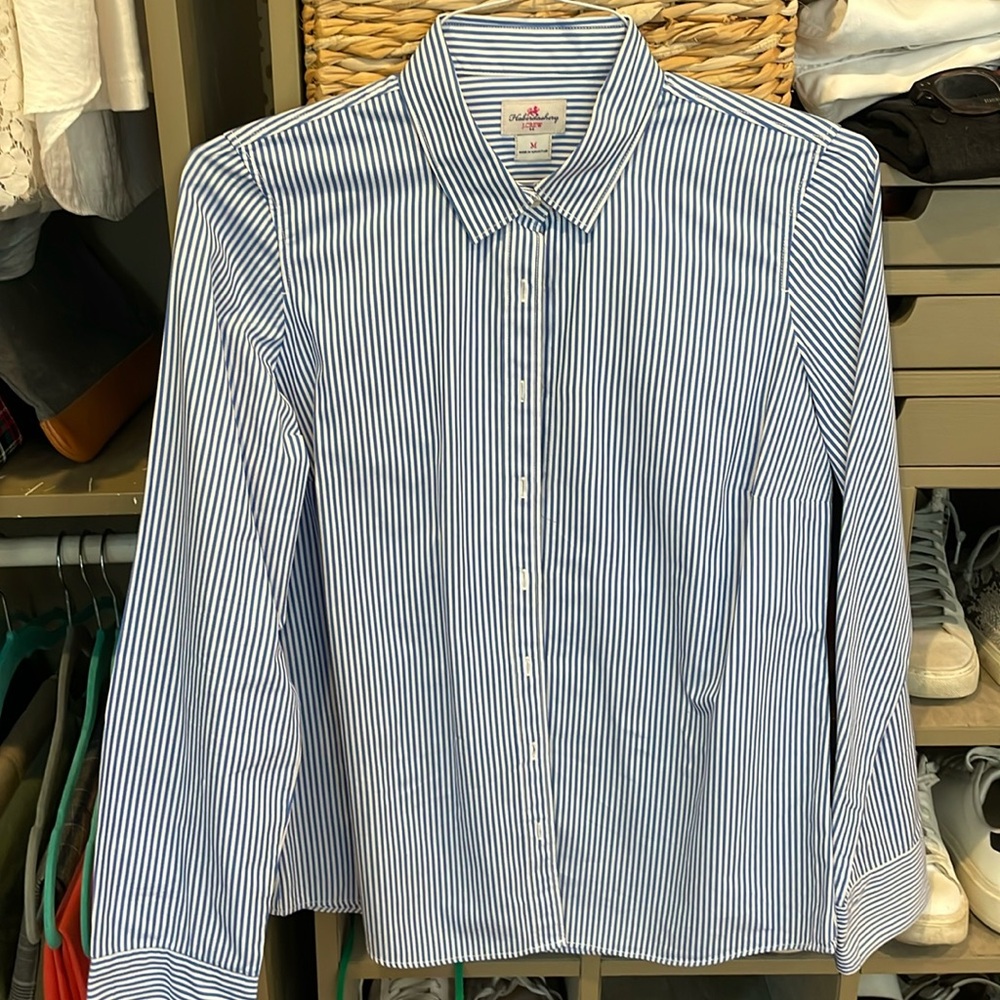 J. Crew factory haberdashery banker-striped shirt